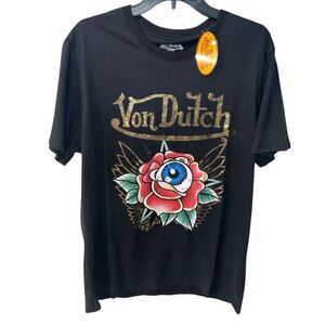 Von Dutch T Shirt mens XL Eye Ball Flower Plant Band Graphic Double Sided NEW